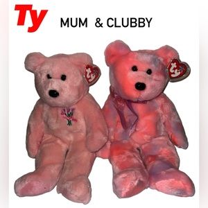 Set Of 2 Ty Beanie Buddy - Mum & Clubby - 2002